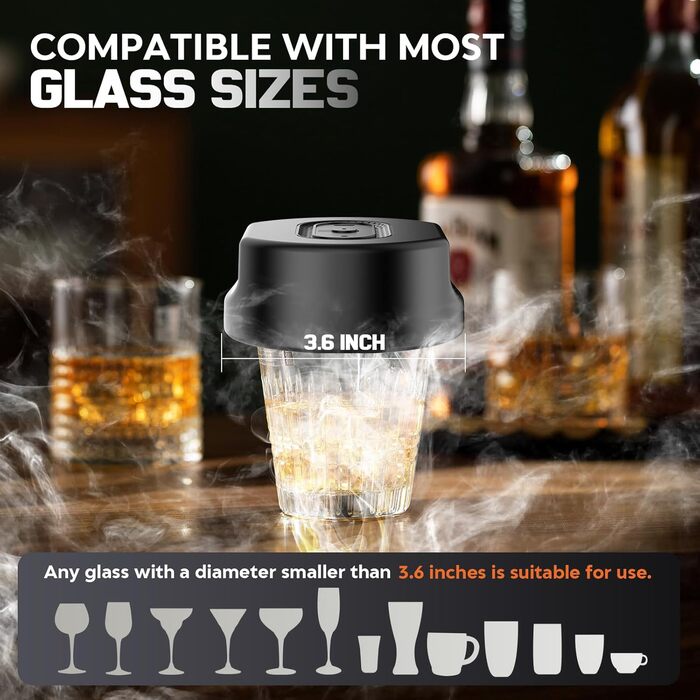 Набір для димування віскі Anusuwa - набір для коктейлів з 6 дерев'яними стружками та 4 камінням для віскі. Ідеальний подарунок для чоловіків на день народження, Різдво, ювілей (без бутану)