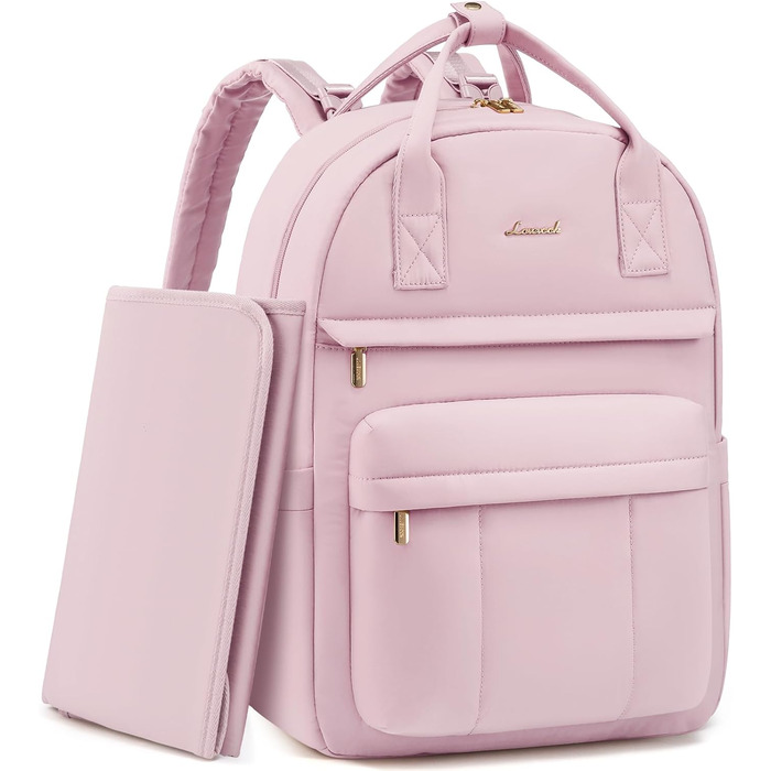 LOVEVOOK Рюкзак-переноска для мами та тата з пеленальною підкладкою, сумка для підгузків, рюкзак для візка, велика сумка для дитини, клінічна сумка, сумка для пологового будинку, для новонароджених (M, світло-рожевий)