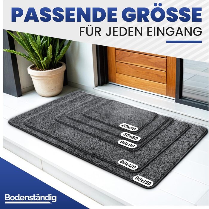 Килимок для входу Mibao SoftStep Luxus 60x90 см сірий - антиковзкий, вологопоглинаючий килимок для дому та коридору, машинне прання