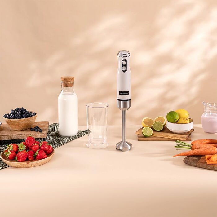 Блендер Cecotec Stabmixer Power RetroBeige 1200MAX Cream&Crush: 1200 Вт, CrossBlades, 2 швидкості, комплект аксесуарів, захист від бризок