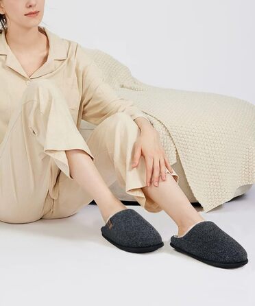 Тапочки жіночі COFACE з фетру, теплі, зручні, з м'якою підкладкою, чорні, розмір 38 EU