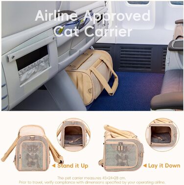 Транспортна переноска для собак та котів, Khaki M: водонепроникна, з антиковзною підкладкою та захистом від вітру