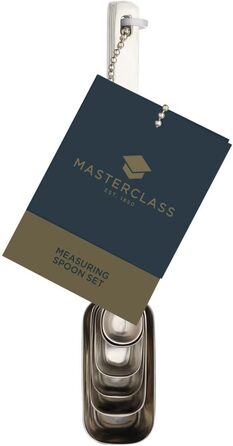 Набір мірних ложок MasterClass з нержавіючої сталі (6 шт.) з кільцем для підвішування: ¼ ч.л., ⅓ ч.л., ½ ч.л., ¾ ч.л., 1 ст.л., 1 ч.л., 2.7 x 16 x 2 см, сріблястий