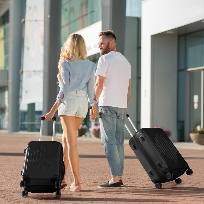 Валіза ручної поклажі LEADZM ABS, 55 см, з коліщатками 360°, кодовий замок, посилені кути, підходить для авіаперельотів (Рожеве золото, M)