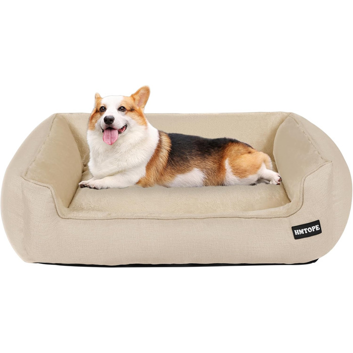 Ліжко для собак, собаче ліжко, подушка для собак, корзина для собак. Знімне та пральне, бежеве, 90 x 75 x 25 см