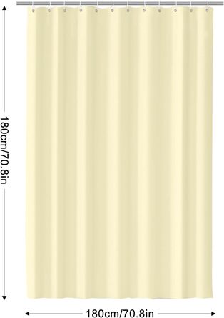 Жовтий водонепроникний душовий завіс для ванної кімнати 180x180 см з кільцями