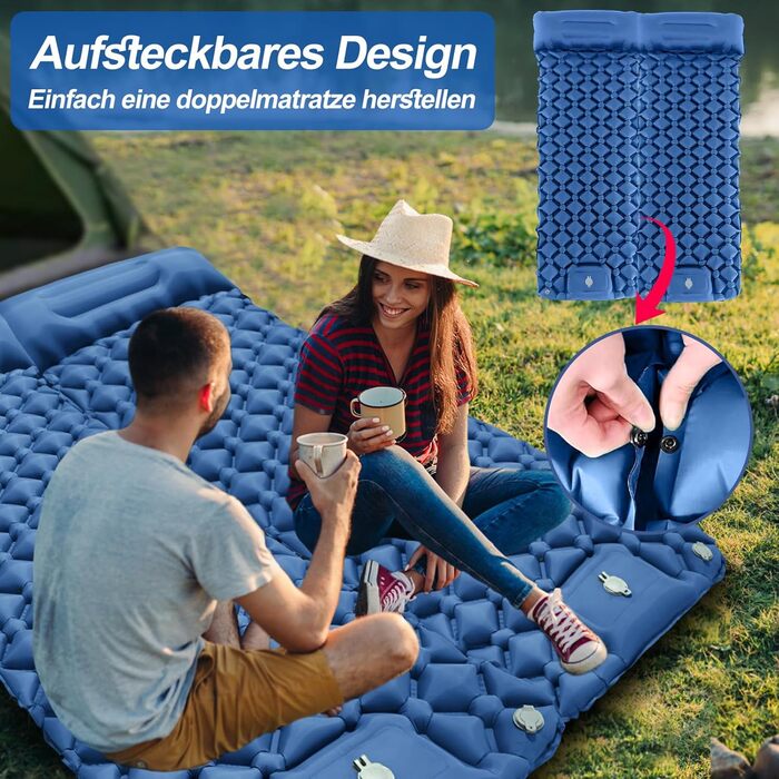 Isomatte HVIERO самонадувна, туристична, для кемпінгу, ультралегка, блакитна
