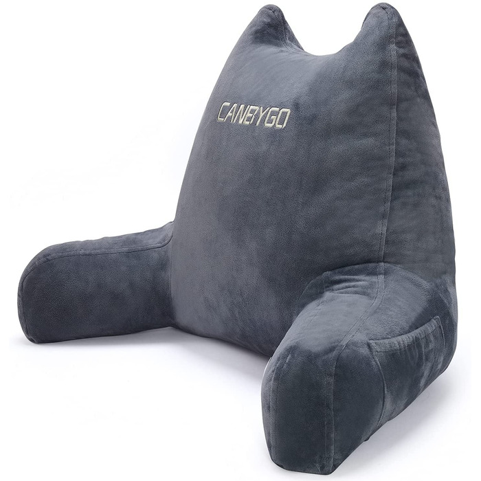 Підкушетник Lesekissen з підлокітниками, Memory Foam, для читання, роботи та ігор, знімний чохол (сірий)