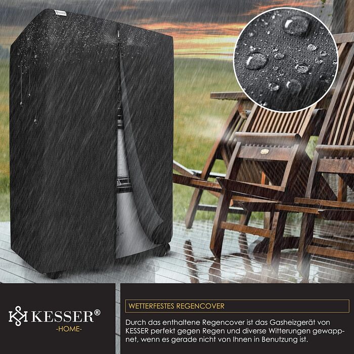 Газовий обігрівач KESSER® 4200W з керамічним пальником, регулятором тиску газу, шлангом та захисним чохлом. Підходить для балонів бутан/пропан до 15 кг.