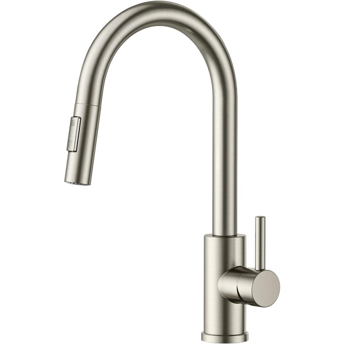 Змішувач кухонний FORIOUS чорного кольору з висувною лійкою, поворотний на 360°, нержавіюча сталь