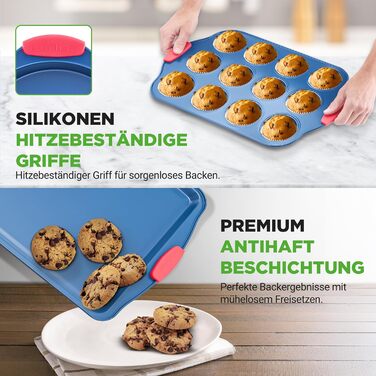 Набір форм для випічки Nutrichef 10 шт. з антипригарним покриттям – для випікання солодкого (печиво) та солоного (пироги, піца). Форми з вуглецевої сталі, без PFOA та PTFE, з силіконовими ручками. Круглі та квадратні форми.