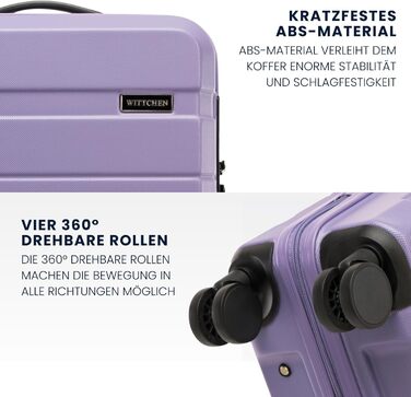 Набір валізWITTCHEN COMODO Line: 3 шт. ABS, телескопічна ручка, TSA-замок, 4 колеса (фіолетовий)