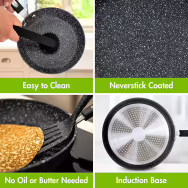 Scoville NEVERSTICK 2-Piece Fry Pan Set, 24 cm & 28 cm Fry Pans, Non-Stick Fry Pans, Fast Heat Conduction, Suitable for All Cooktops Including Induction, PFOA-Free