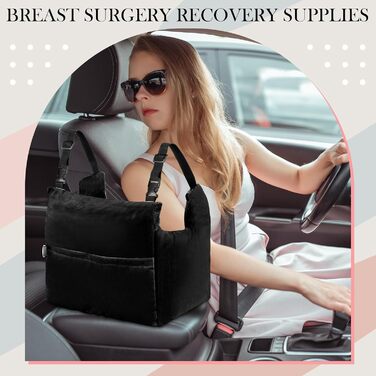 Suzile Mastectomy Pillow, Breast Pillow, Post-Breast Cancer Recovery, Recovery with 4 Built-in Pockets for Surgical Support, Healing, Gifts for Women, Seatbelt Safety Protection