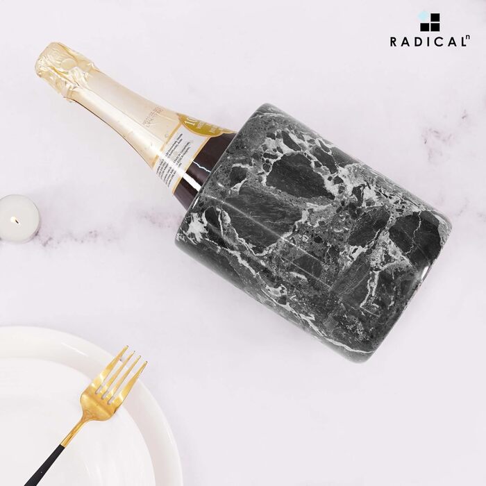 Radicaln Marble Wine Cooler Oceanic 16.5cm - Handcrafted Bar Accessory & Champagne Chiller - Wine Bottle Holder for Bar Decor