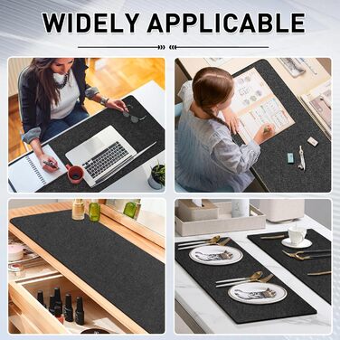 Підкладка під стіл з фетру 100 x 43 см, велика миша, антиковзаюча, для офісу та дому (темно-сірий)