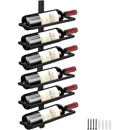 Wine Rack Bottle Rack for 6 Bottles, Metal Wine Rack Hanging Wall Mount Wine Bottle Shelves, Wall Shelf Wine Storage Shelf for Kitchen Dining Room Bar (Tier 6)