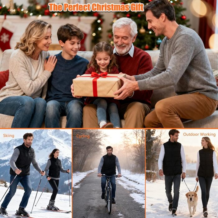 Тепла жилетка з підігрівом для чоловіків та жінок з Powerbank, 12 зон нагріву, 3 температурні режими, 20000mAh, 3XL