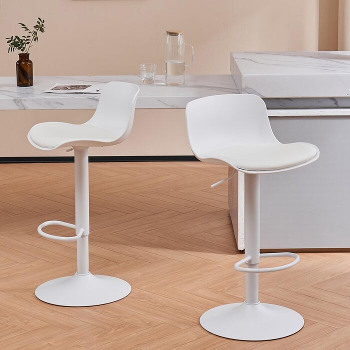 YOUNIKE Adjustable Bar Stools 2-Pack - Faux Leather Kitchen Bar Chairs with Backrest - Counter Height Stools for Bar & Kitchen