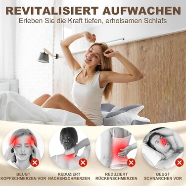 Ортопедична подушка для шиї та плечей, Memory Foam, 66x40x14 см. Підходить для сну на спині, боці та животі. Підтримка шиї. (1 шт.)