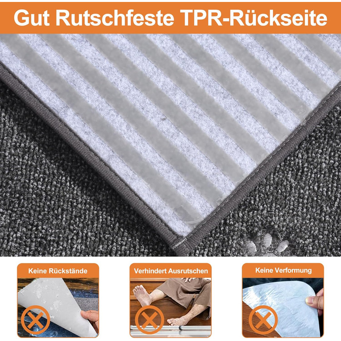 BEQHAUSE Килимки на сходи нековзні, 15 шт., машинне прання, самоклеючі, для дітей, літніх людей та домашніх тварин, 100% поліестер, TPE-підкладка, 22x70 см, темно-сірий, 15 шт.