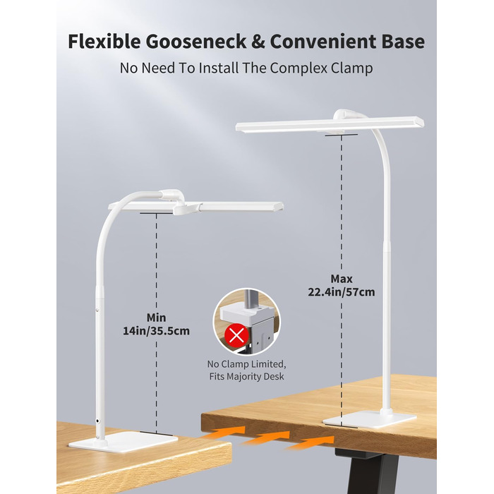 LED настільна лампа Kary з регулюванням яскравості та таймером, 40 см, 12 Вт - для роботи, навчання, читання, догляду за очима, дітей (чорний)
