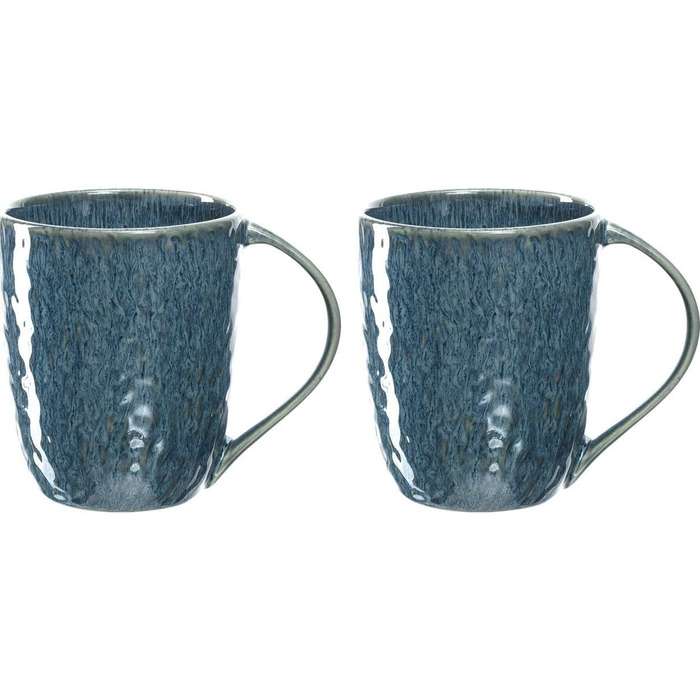 Leonardo Matera Ceramic Mug Set, 2-piece, dishwasher-safe coffee mugs, 2 microwave-safe tea mugs, glazed cups, blue, 430 ml, 026996
