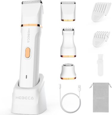 Електричний тример для бікіні 3-в-1 для жінок: тример для обличчя та інтимної зони, для чутливої шкіри. Вологостійкий, для мокрого та сухого використання, перезаряджається