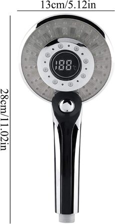 Світлодіодна душова лійка з LCD-дисплеєм, 3 кольори, регулювання температури, водозберігаюча ручна насадка для душу та ванни