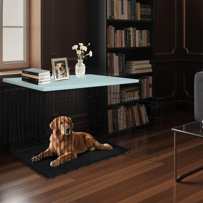 Настільний верстат для переносної клітки для собак Rockever 96,5 см, пластиковий, з антиковзким покриттям, легко миється (для клітки 91,4 см, блакитний)