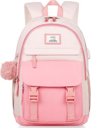 Рюкзак MOMUVO для підлітків та жінок, для ноутбука | Милий рюкзак для школярів та студенток 15.6 дюймів (15.6', Бежево-рожевий)
