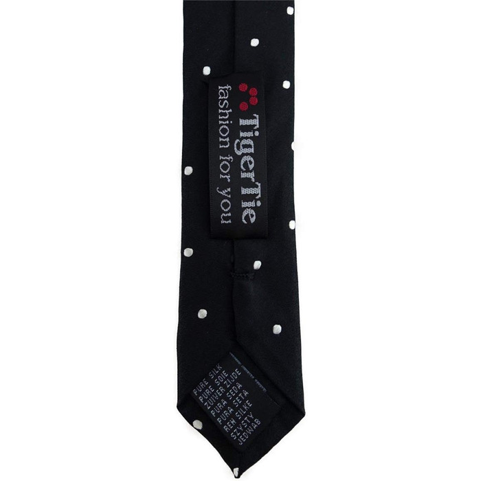 Краватка TigerTie шовкова вузька з візерунком в крапку (Чорно-біло-срібна)