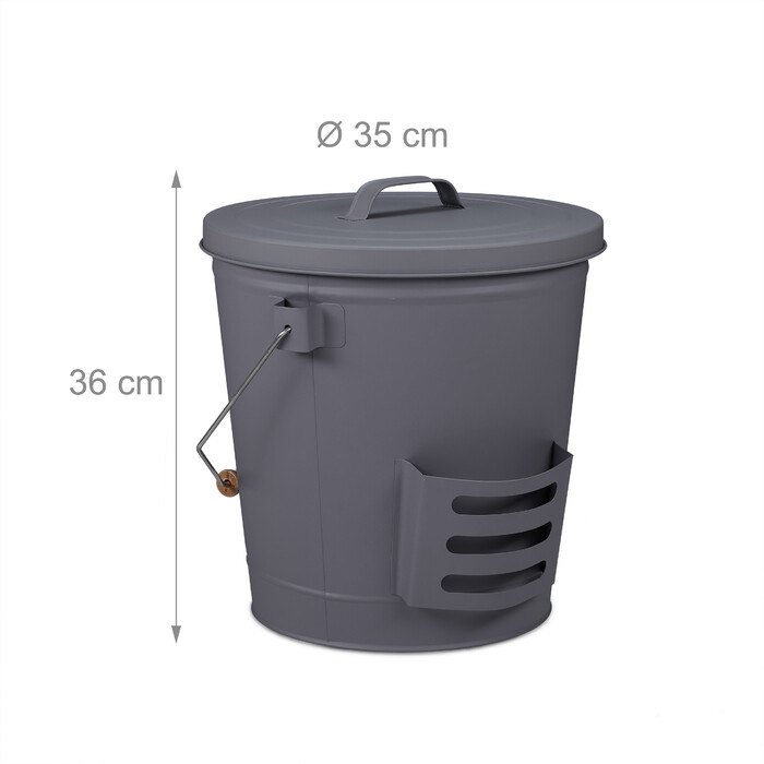 Relaxdays Ash Bucket with Lid and Scoop
