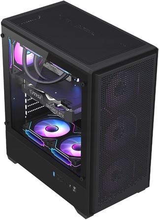 Великий комп'ютерний корпус ATX з USB 3.0, загартованим склом, сіткою (Mesh) та 3-ма RGB-вентиляторами