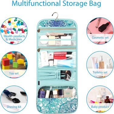 Fintie Косметичка-органайзер для подорожей, велика водонепроникна сумка для макіяжу, блакитного кольору, для жінок та дівчат