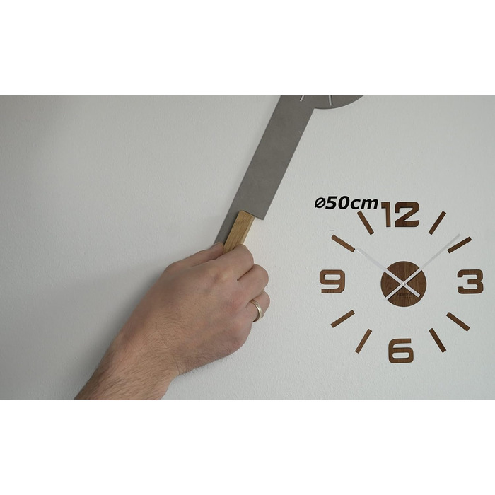 FLEXISTYLE 3D Wall Clocks DIY Oak Large 50-75CM (Thickness 19MM!) for Office Living Room Bedroom Decorative Items, z54g eco75 d-1-x (Gray, Wood-based material)