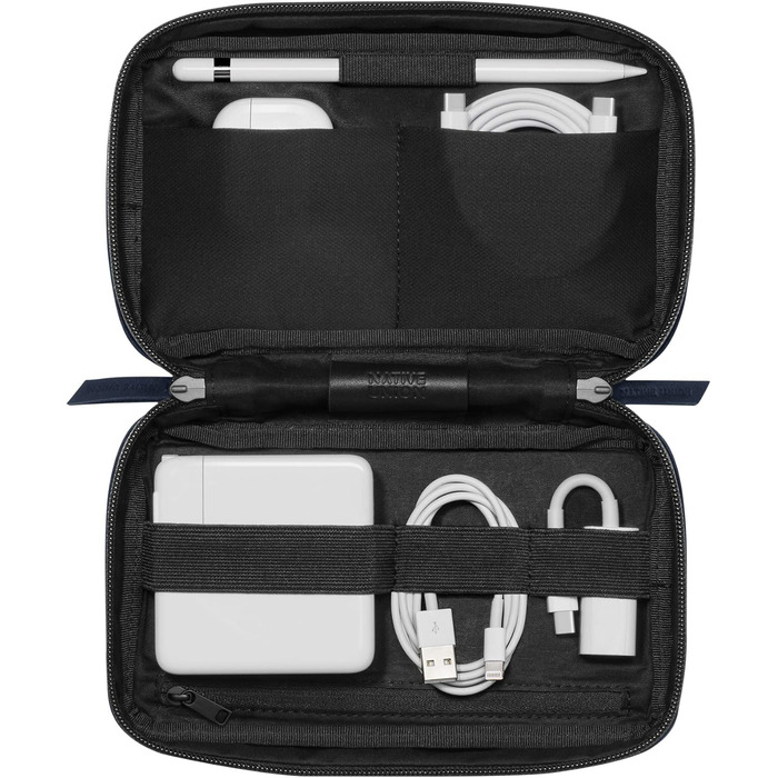 Native Union Stow Organizer - Lightweight travel bag made from durable canvas, stores cables, chargers and more (Indigo)