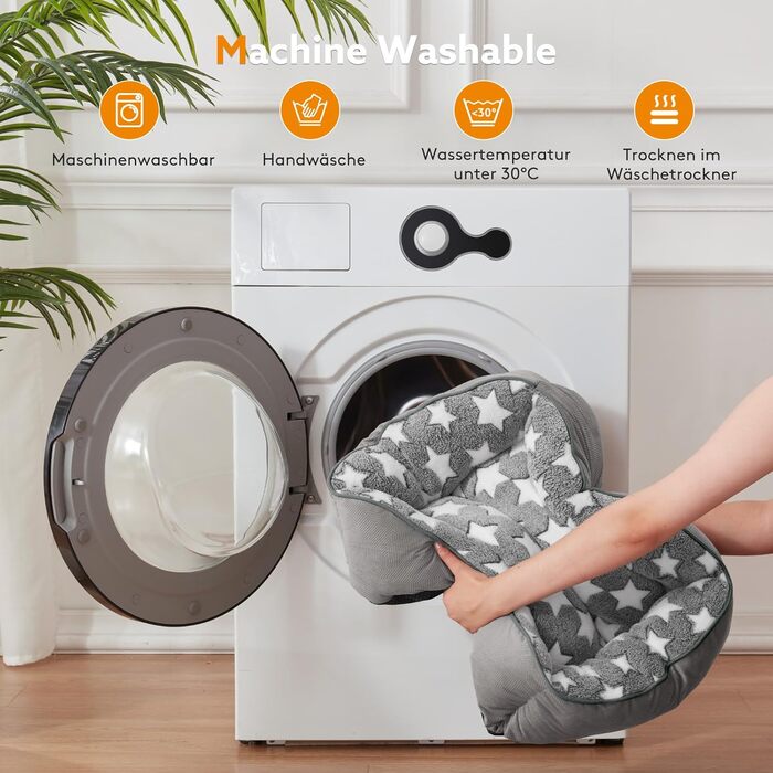 Крісло-лежанка для собак середніх порід FURTIME, кошик для собак, лежанка для собак, м'яка, з неслизьким покриттям, сіра/зірки, L (76x61x23 см)