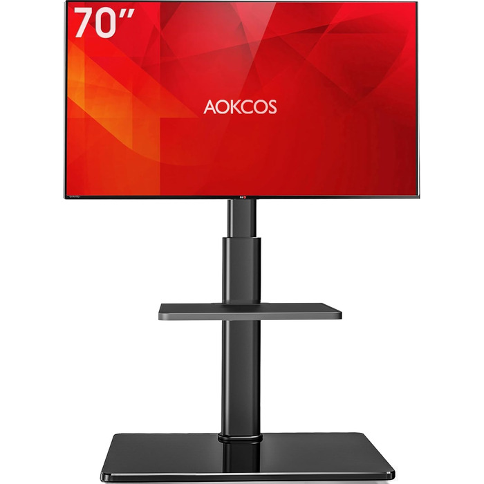 AOKCOS TV Stand - Adjustable Swivel & Tilt Floor Stand for 32-70 inch TVs (up to 40kg, VESA 400x400mm) - Black