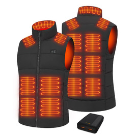 Обогревна жилетка для чоловіків та жінок, жилетка з підігрівом 15 зон та акумулятором 20000 mAh, для катання на лижах та полювання M Deep Black