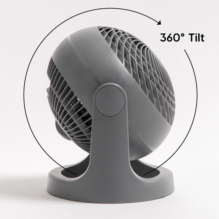 Вентилятор Iris Ohyama Woozoo: тиха кімнатна модель, 33 м², 3 швидкості, осциляція, портативний, Made in Europe (сірий)