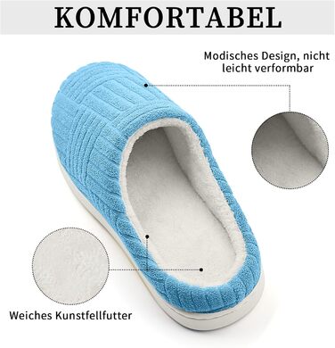 Зручні антиковзкі домашні тапочки з Memory Foam з бавовни для жінок (36/37 EU, блакитні)