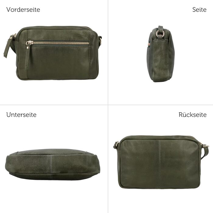 Сумка жіноча Gusti Leder Dominic з натуральної шкіри - крос-боді, клатч, для вечірок та фестивалів, вінтажна, зелена