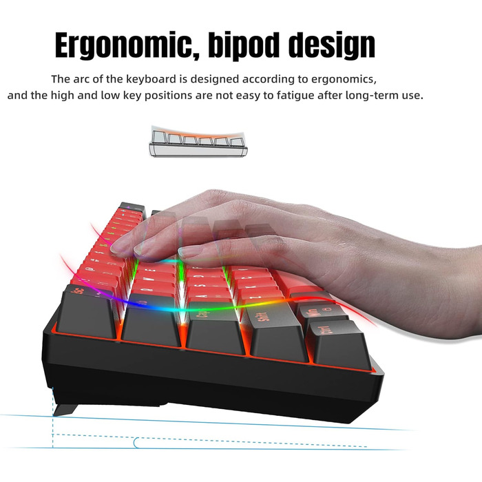 Механічна ігрова клавіатура Snpurdiri 61 клавіша з RGB підсвічуванням (Blue Switch/Black Red)