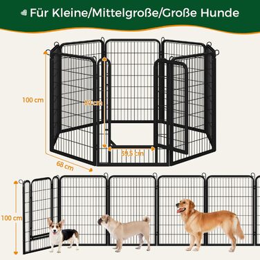 Вольєр для цуценят Yaheetech 8-секційний, 100 см, з переносною сумкою та кріпильними ременями, для дому та саду, легка збірка