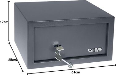 Шафа-сейф HMF 49200-11 з ключем, меблевий сейф | 31 x 17 x 25 см, антрацит