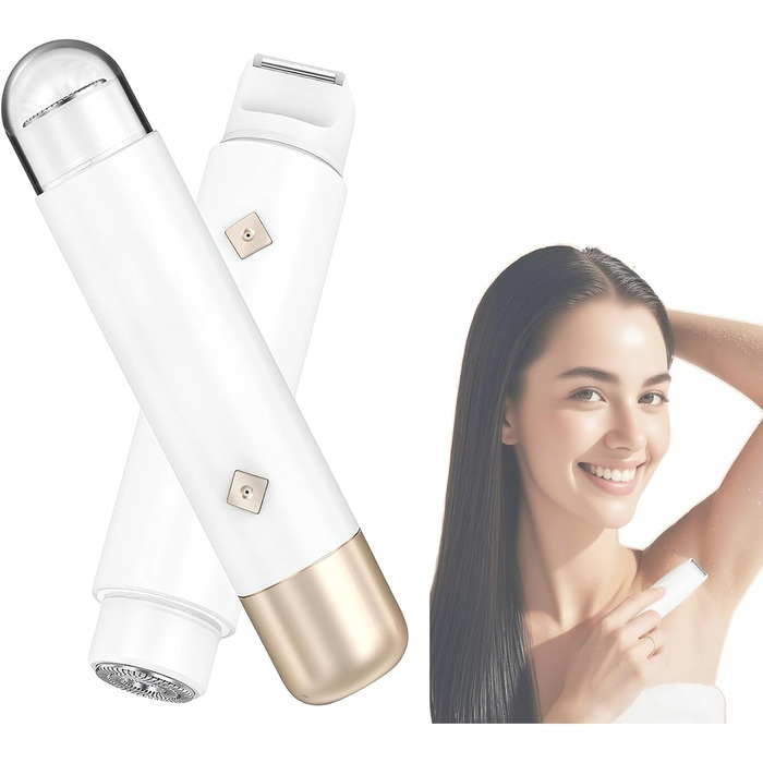 Електричний жіночий тример для тіла 2-в-1, IPX8, для бікіні-зони, обличчя та тіла, водонепроникний, для чутливої шкіри (білий)