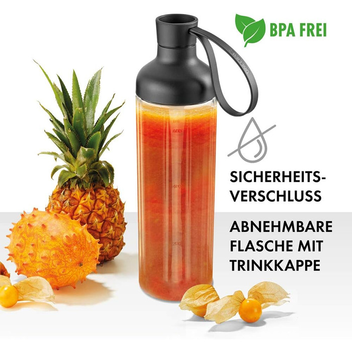 Блендер ZWILLING Smoothie Maker з пляшкою, 600 мл, 300 Вт, нержавіюча сталь/пластик, чорний
