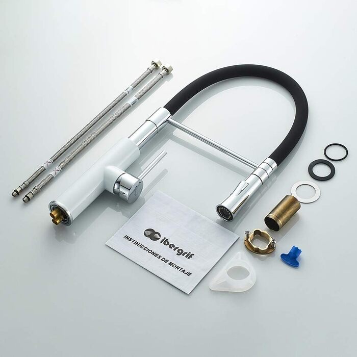 Кухонний змішувач Ibergrif з душем, чорний, з гнучким виливом