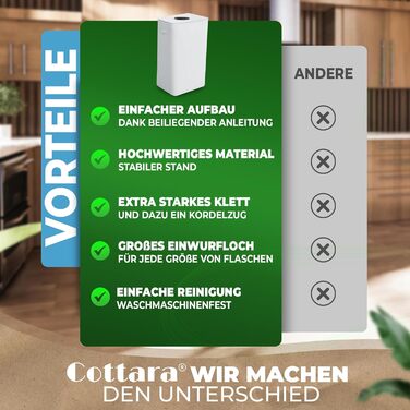 Deposit bottle collection container with lid and carrying bag | Deposit container with drop-in opening | Ideal bottle organizer for collecting deposits, bottle collector, empty container for kitchen - black (Beige without print)